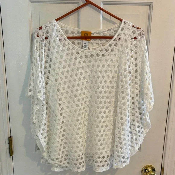Ruby Rd. Petite White Crochet Top petite xl in excellent condition - Picture 1 of 9